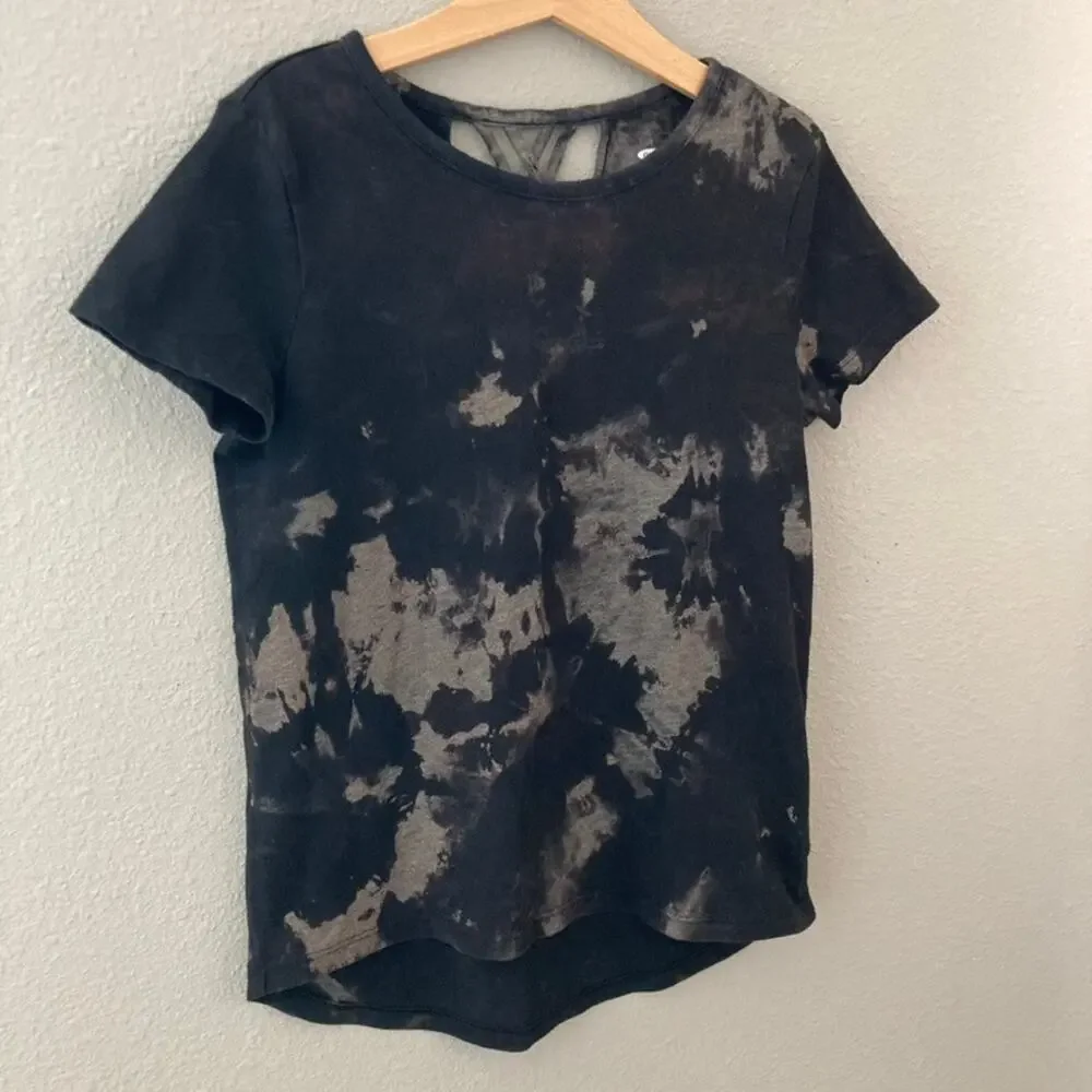 Old Navy Softest Tee - Lattice Back Burnout Tie Dye - Black Tan - Medium 8